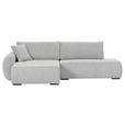 ECKSOFA Grau Flachgewebe Zierkissen, Rückenkissen, Bettkasten, Schlaffunktion, Rücken echt, Liegefläche im Originalstoff  - Schwarz/Grau, KONVENTIONELL, Kunststoff/Textil (145/260cm) - Carryhome