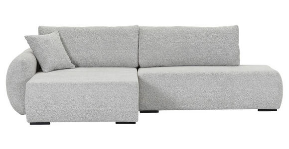 ECKSOFA Grau Flachgewebe Zierkissen, Rückenkissen, Bettkasten, Schlaffunktion, Rücken echt, Liegefläche im Originalstoff  - Schwarz/Grau, KONVENTIONELL, Kunststoff/Textil (145/260cm) - Carryhome