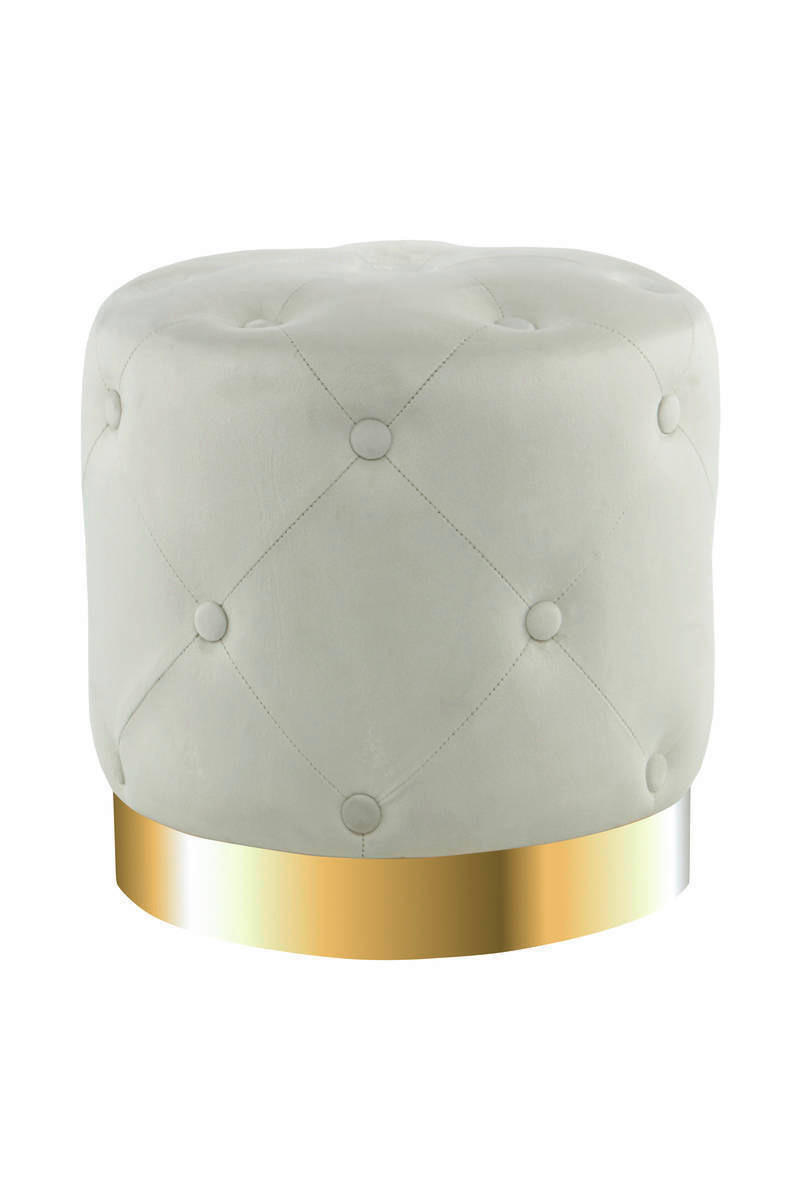 HOCKER Samt Kiefer Creme, Goldfarben  - Goldfarben/Creme, Basics, Holz/Textil (40/40/40cm) - Kayoom