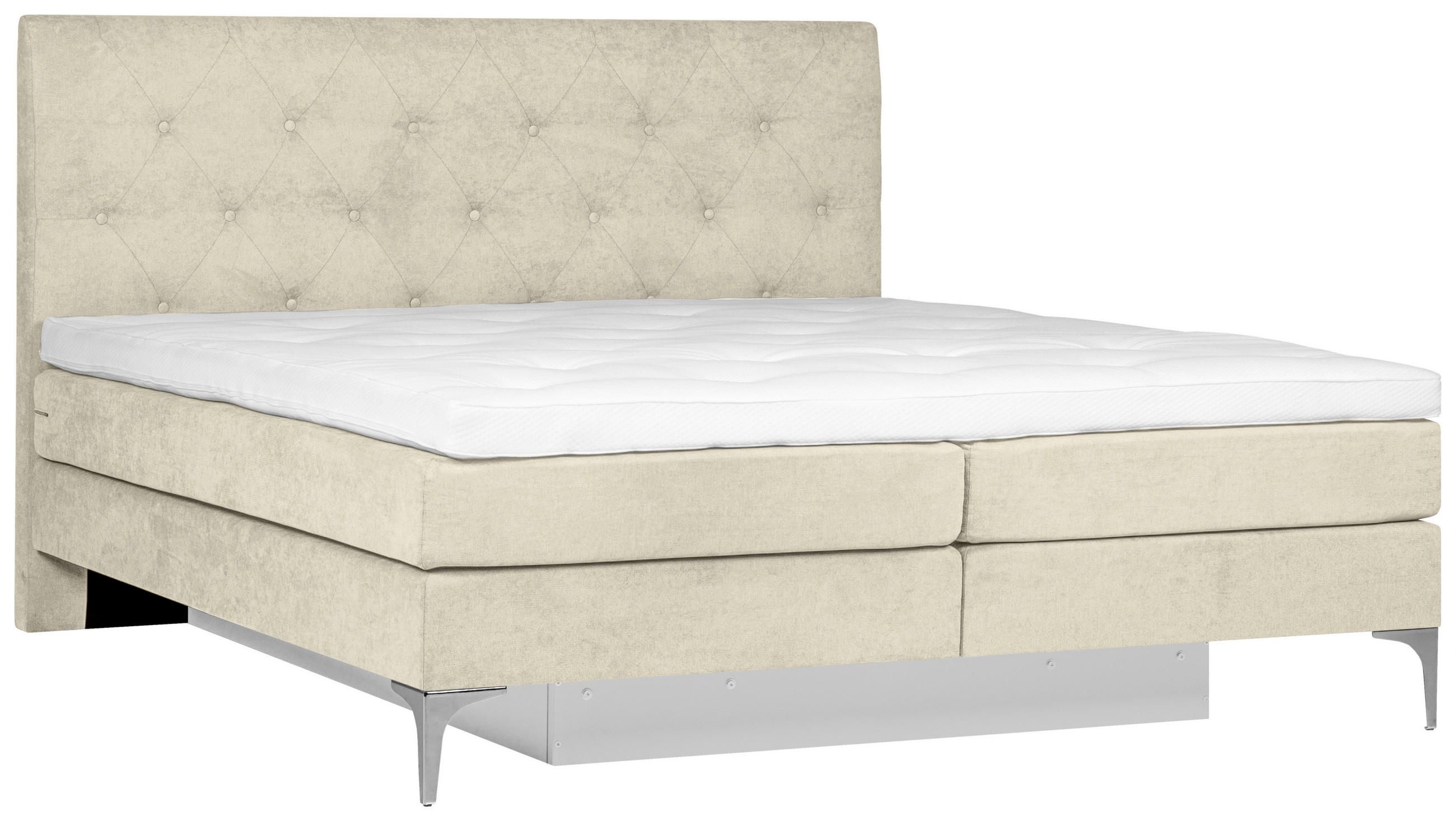 BOXSPRINGBETT 180/200 cm  in Beige  - Beige, Design, Textil/Metall (180/200cm) - Welnova