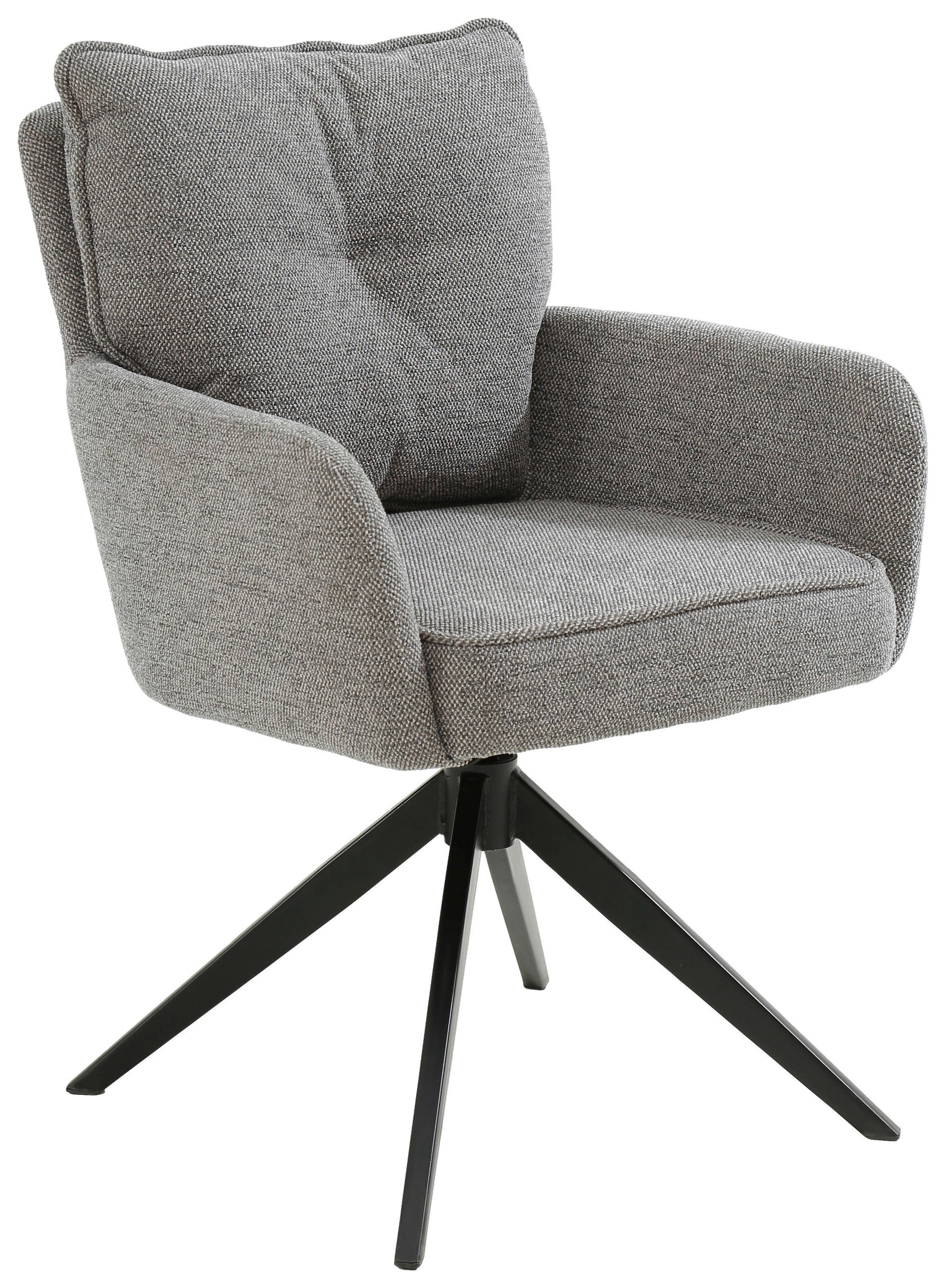 ARMLEHNSTUHL  in Eisen Leinenoptik  - Taupe/Schwarz, Design, Textil/Metall (61/90/67cm) - Novel