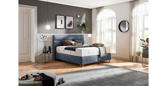 BOXSPRINGBETT 200/200 cm  in Blau  - Blau/Kupferfarben, KONVENTIONELL, Textil/Metall (200/200cm) - Ambiente