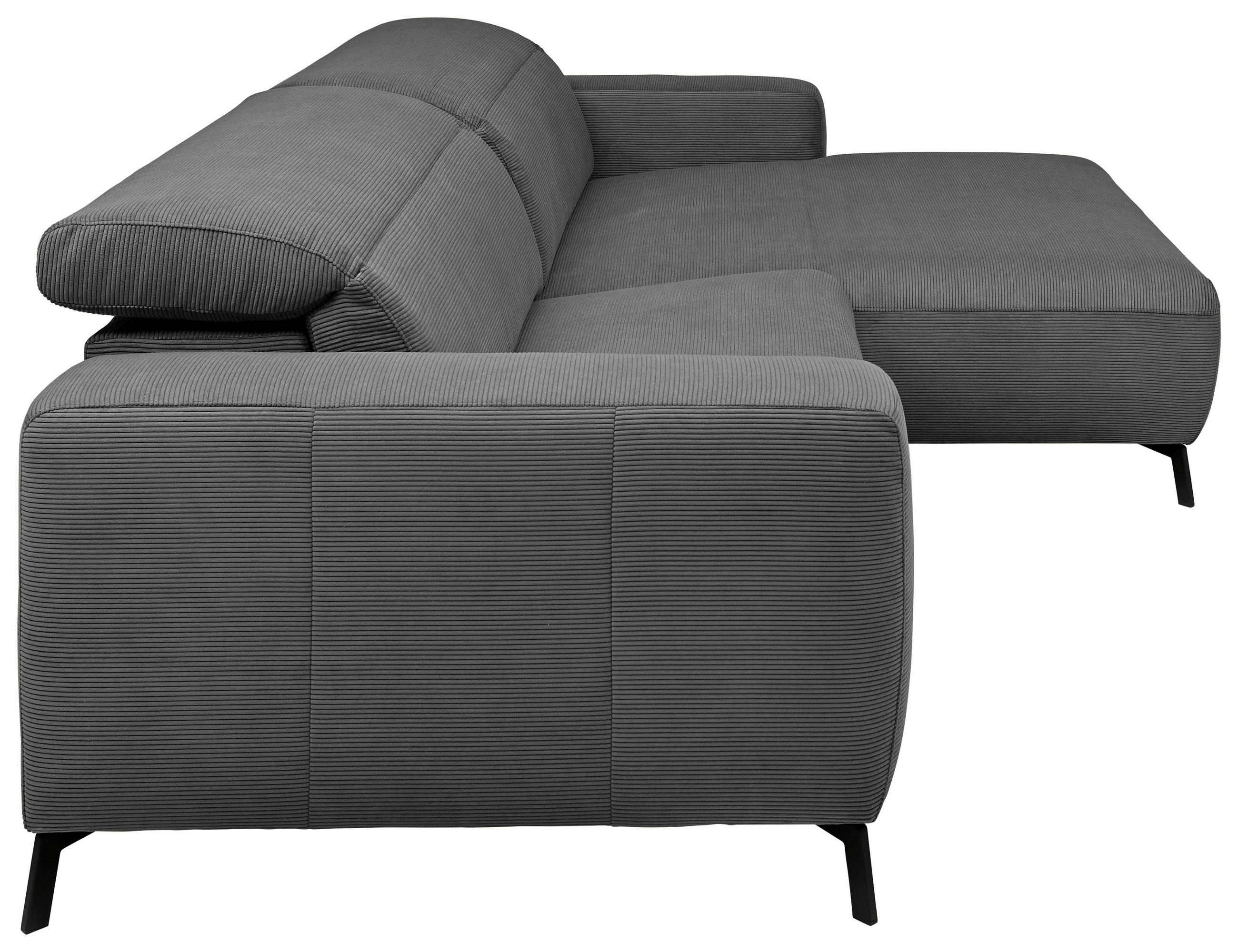 Thumbnail - Pure Home Lifestyle Ecksofa, Anthrazit, Textil, 3-Sitzer, Ottomane rechts, L-Form, 294x172-177 cm, Typenauswahl, Fußausw...