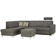 ECKSOFA Grau Flachgewebe  - Chromfarben/Grau, Design, Kunststoff/Textil (198/256cm) - Xora