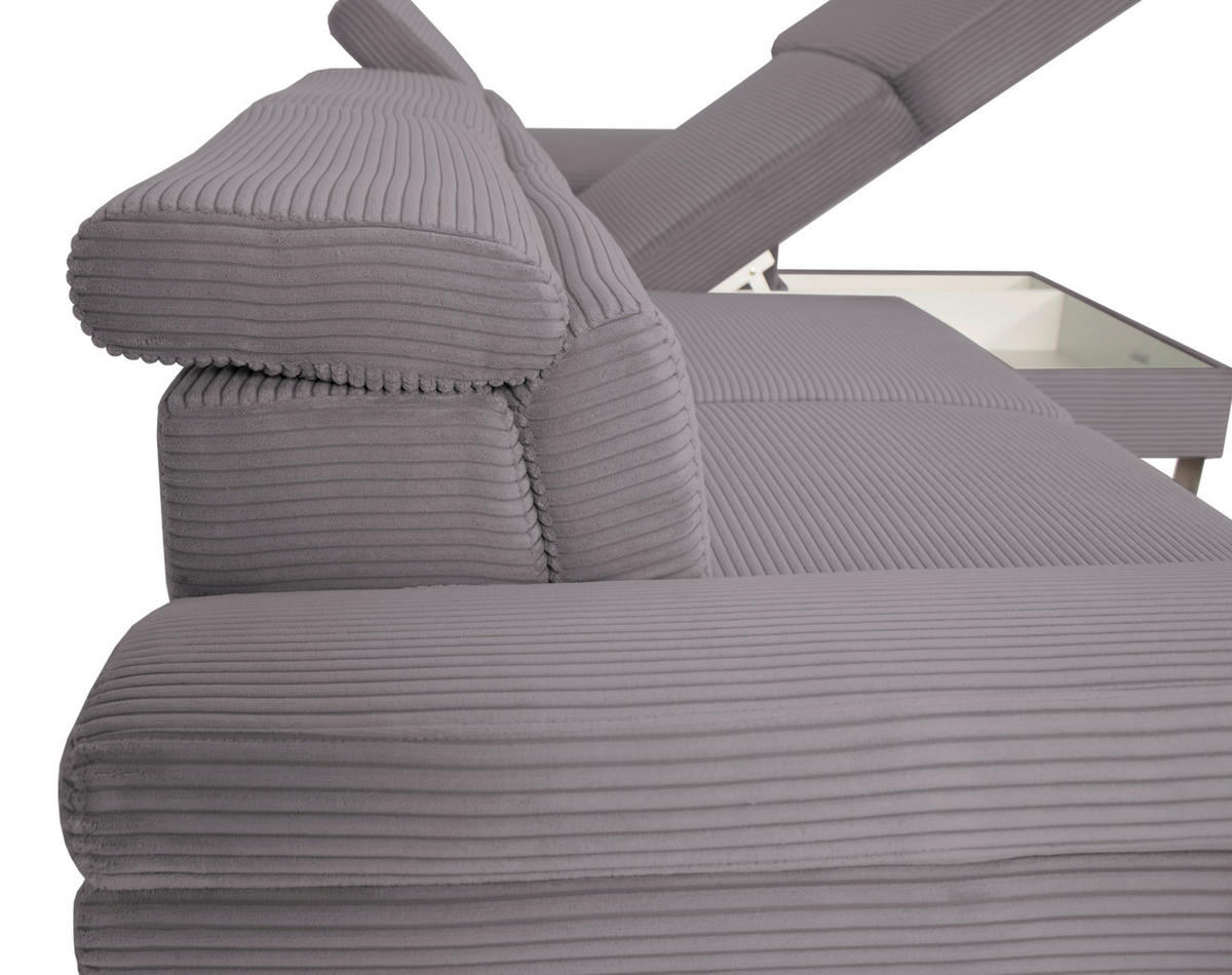 ECKSOFA in Cord Dunkelgrau  - Dunkelgrau/Silberfarben, Design, Textil/Metall (250/167cm) - Xora