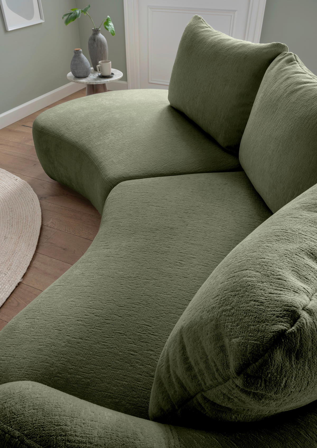 ECKSOFA in Mikrofaser Grün  - Schwarz/Grün, Modern, Kunststoff/Textil (250/139cm) - Livetastic