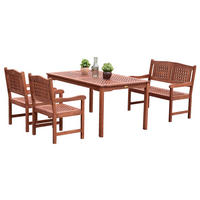 GARTENSET 4-teilig Eukalyptusholzmassiv 4-teilig  - Naturfarben, MODERN, Holz - Gardenson