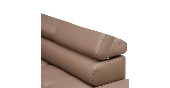 ECKSOFA in Echtleder Haselnussfarben  - Schwarz/Haselnussfarben, Design, Leder/Metall (270/220cm) - Novel