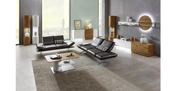 2,5-SITZER in Echtleder Schwarz - Schwarz/Nickelfarben, Design, Leder (236/73/93cm) - Dieter Knoll