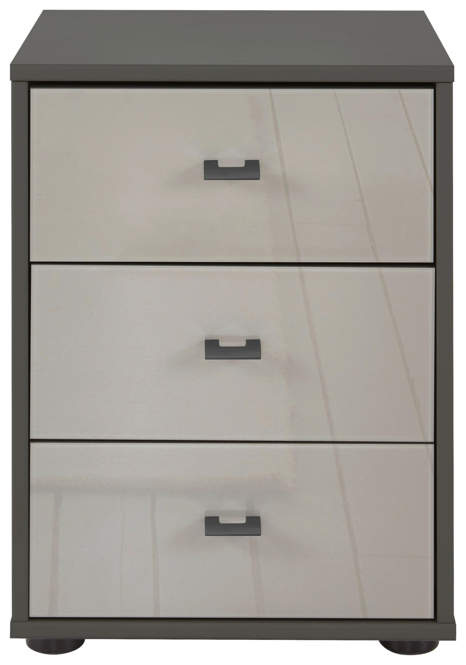 NACHTSCHRANK 40/64/43 cm  - Schieferfarben/Grau, KONVENTIONELL, Glas/Holzwerkstoff (40/64/43cm) - Novel