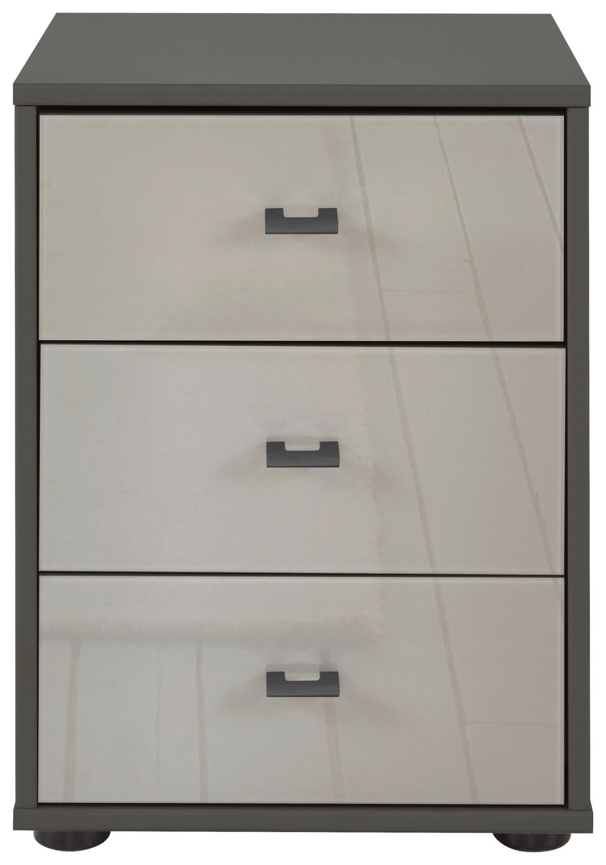 NACHTSCHRANK 40/64/43 cm  - Schieferfarben/Grau, KONVENTIONELL, Glas/Holzwerkstoff (40/64/43cm) - Novel