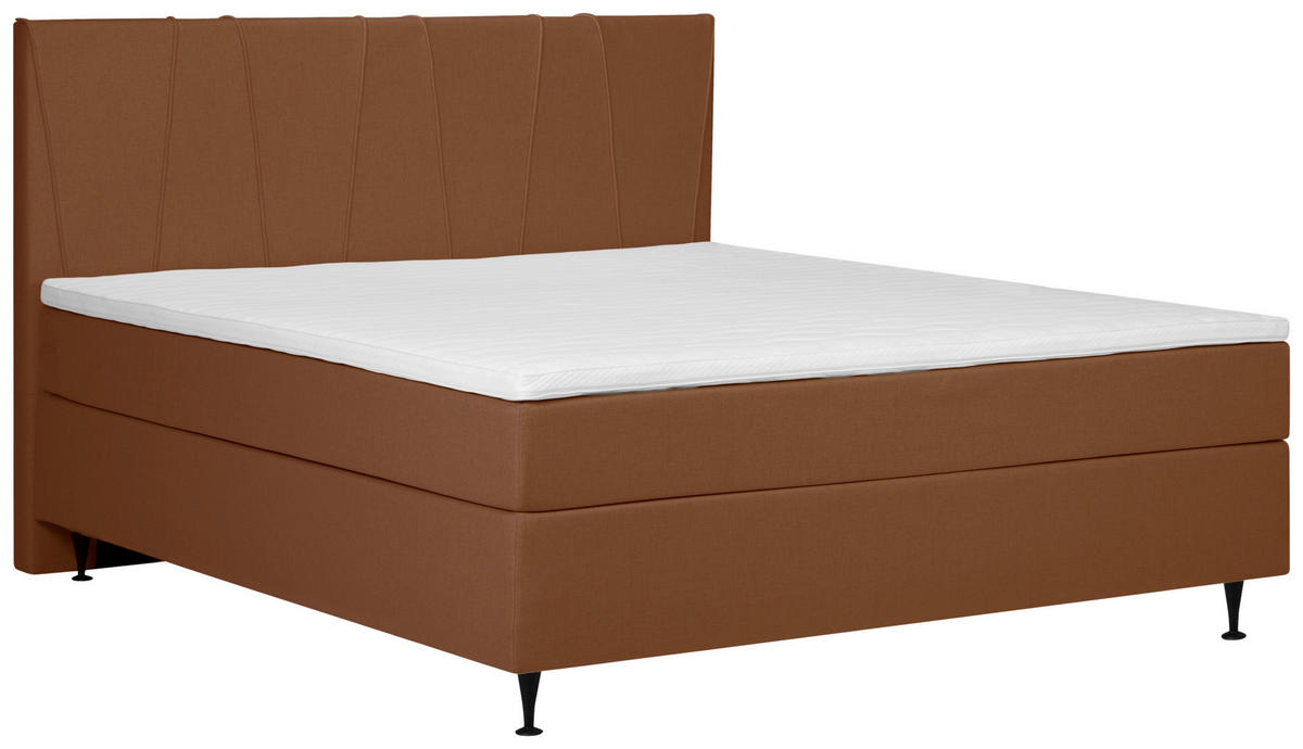 BOXSPRING-ÁGY 180/200 cm  terrakotta  - fekete/terrakotta, Modern, textil (180/200cm) - MID.YOU