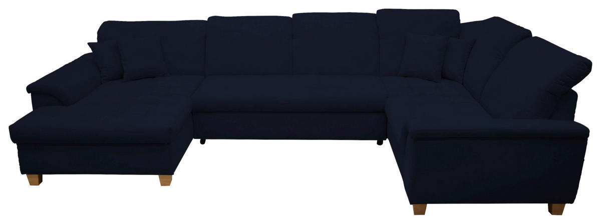 WOHNLANDSCHAFT in Mikrofaser Dunkelblau  - Eichefarben/Dunkelblau, KONVENTIONELL, Holz/Textil (170/352/214cm) - MID.YOU