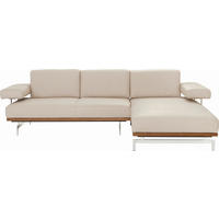 ECKSOFA  in Echtleder Beige  295/237 cm  - Beige/Alufarben, Design, Leder/Metall (295/237cm) - Joop!