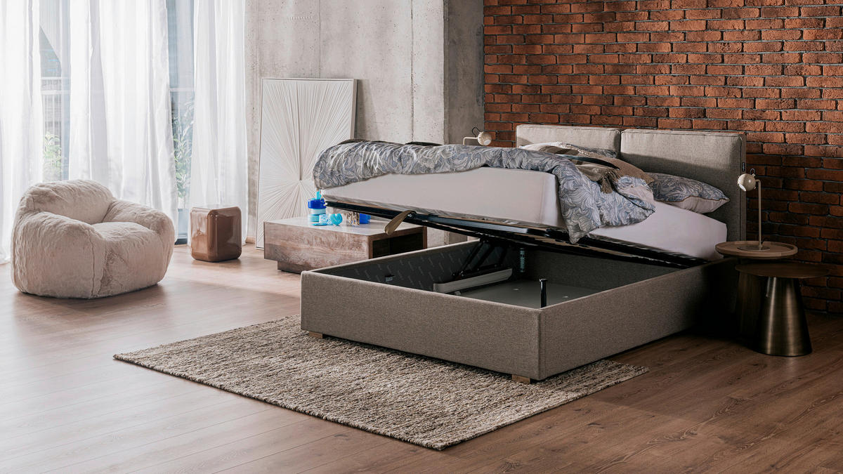 KÁRPITOZOTT ÁGY 160/200 cm   - tölgyfa színű, Basics, faalapú anyag/fa (160/200cm) - Hespo