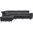 ECKSOFA in Flachgewebe, Mikrofaser Anthrazit  239/271 cm  - Anthrazit/Beige, Design, Textil/Metall (239/271cm) - Cantus