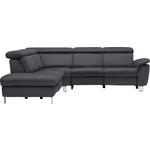 ECKSOFA in Flachgewebe, Mikrofaser Anthrazit  239/271 cm  - Anthrazit/Beige, Design, Textil/Metall (239/271cm) - Cantus