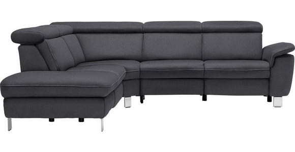 ECKSOFA in Flachgewebe, Mikrofaser Anthrazit  239/271 cm  - Anthrazit/Beige, Design, Textil/Metall (239/271cm) - Cantus