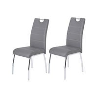 STUHL-SET 2 Stück  in Stahl Lederlook Metall, Textil  - Chromfarben/Weiß, MODERN, Textil/Metall (44/98/61cm) - MID.YOU