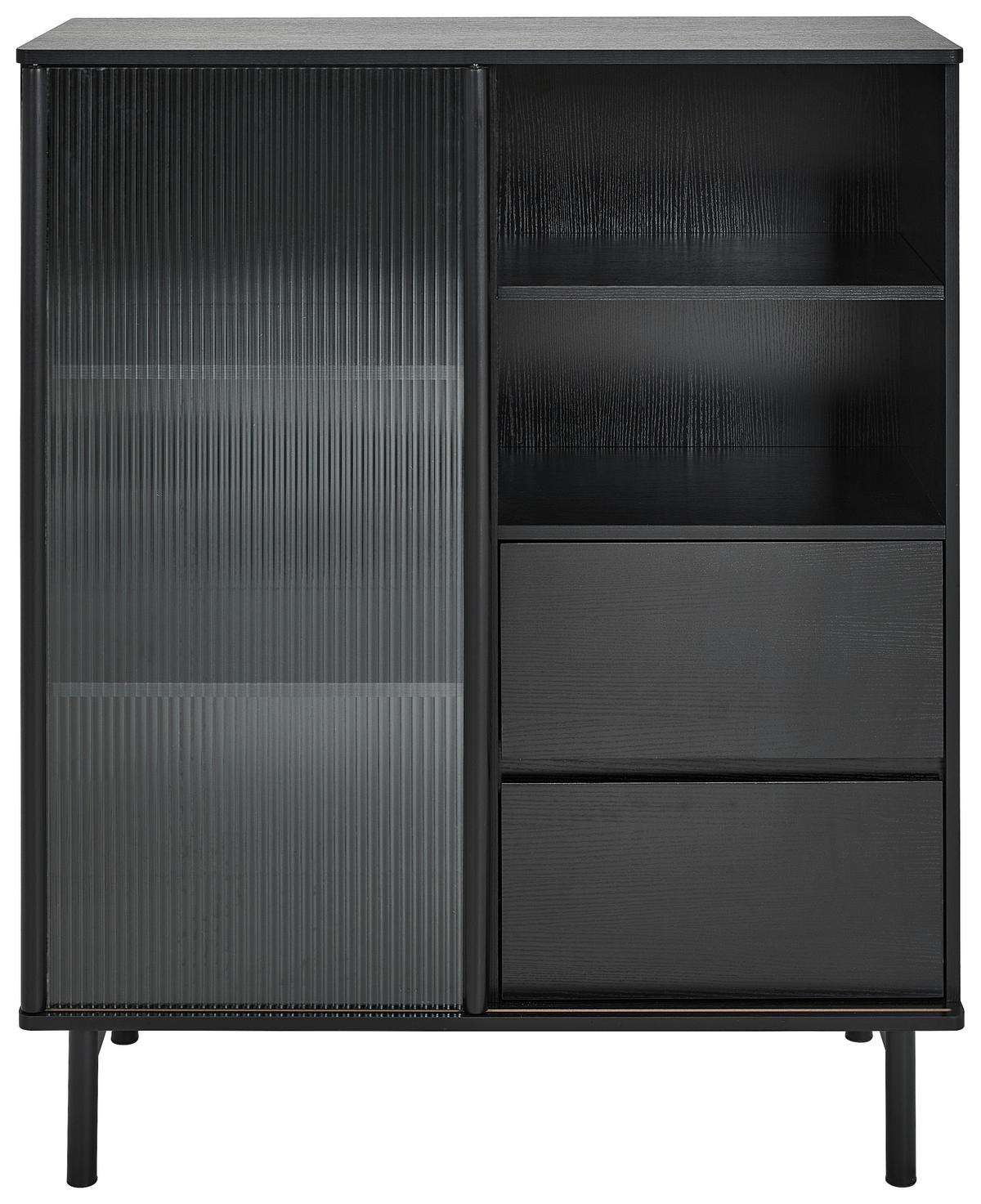 Highboard Nordic  in 100/120/40 cm  - Schwarz, Design, Glas/Holz (100/120/40cm) - MID.YOU