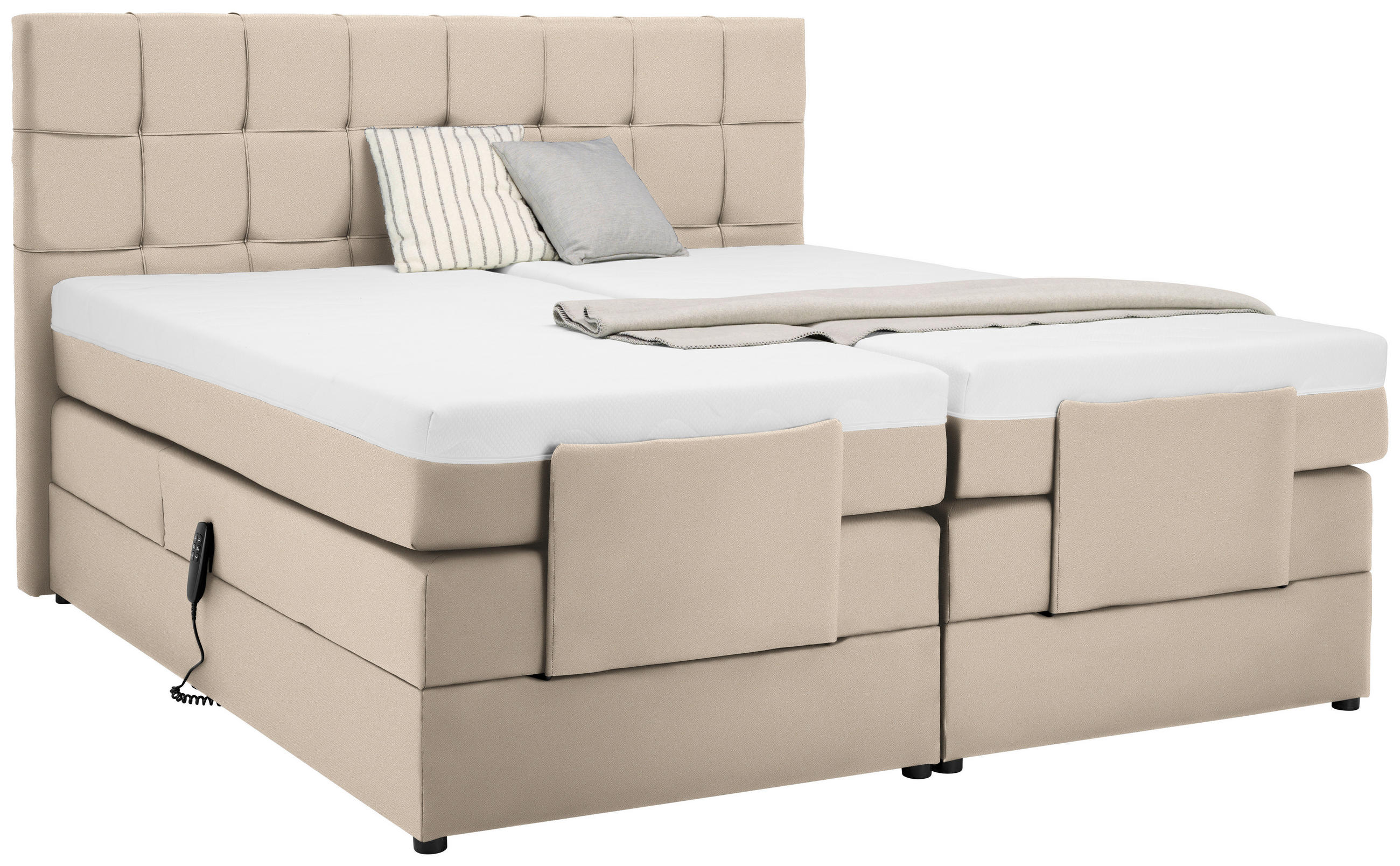 BOXSPRINGBETT 160/200 cm  in Beige  - Beige/Schwarz, Basics, Kunststoff/Textil (160/200cm) - Moderano