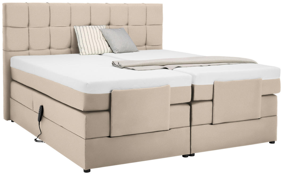 BOXSPRINGBETT 160/200 cm  in Beige  - Beige/Schwarz, Basics, Kunststoff/Textil (160/200cm) - Moderano