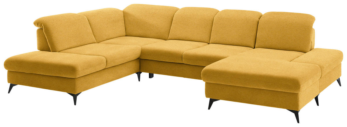 WOHNLANDSCHAFT Chenille Currygelb  - Currygelb/Schwarz, Design, Textil/Metall (255/364/198cm) - Beldomo Style