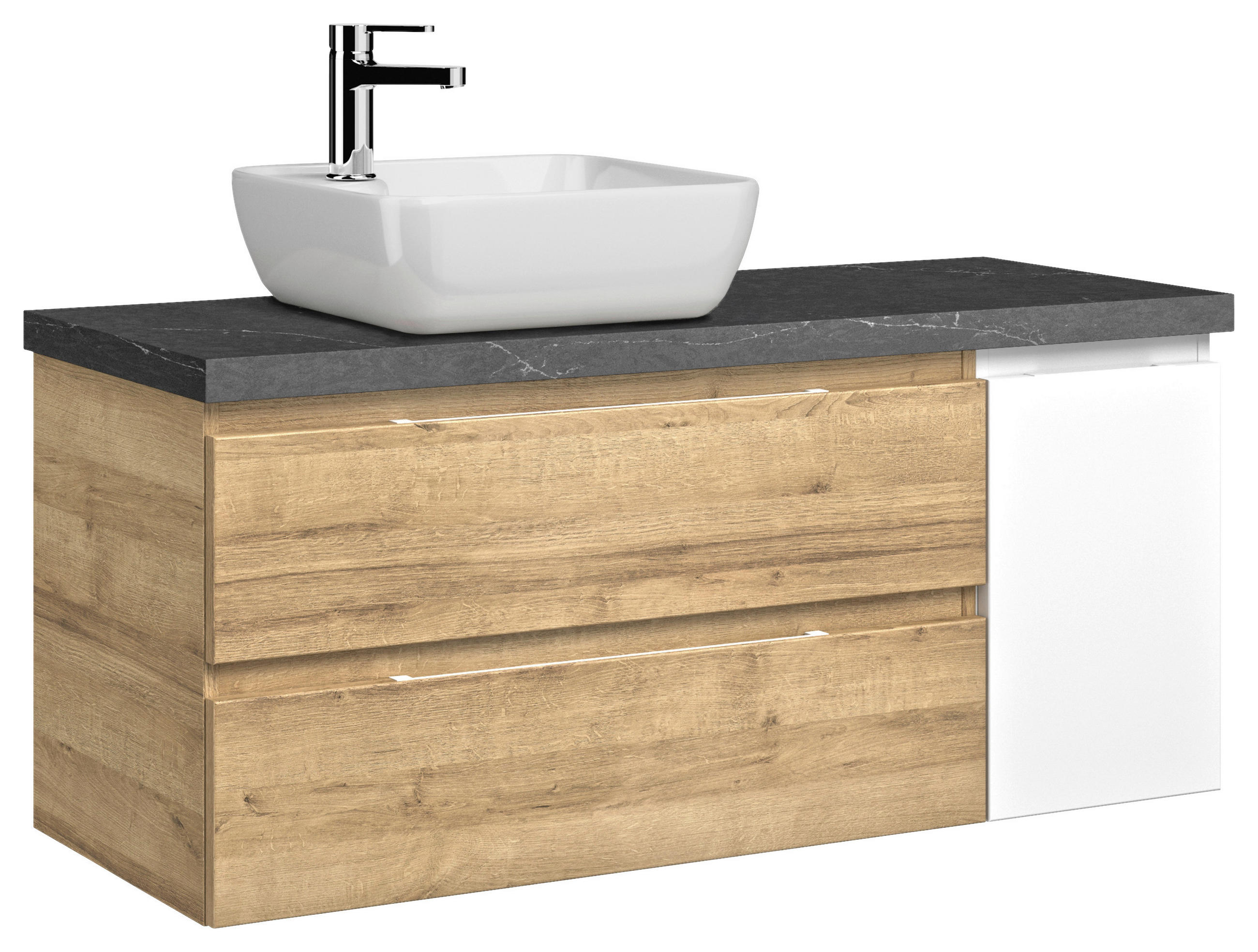 WASCHTISCHKOMBI 118 cm  - Schieferfarben/Eichefarben, KONVENTIONELL, Keramik/Holzwerkstoff (118cm) - Pelipal