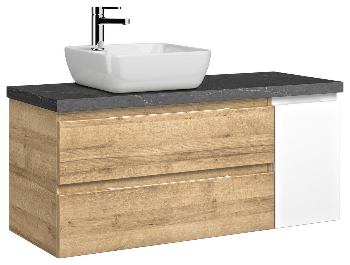 WASCHTISCHKOMBI 118 cm  - Schieferfarben/Eichefarben, KONVENTIONELL, Keramik/Holzwerkstoff (118cm) - Pelipal