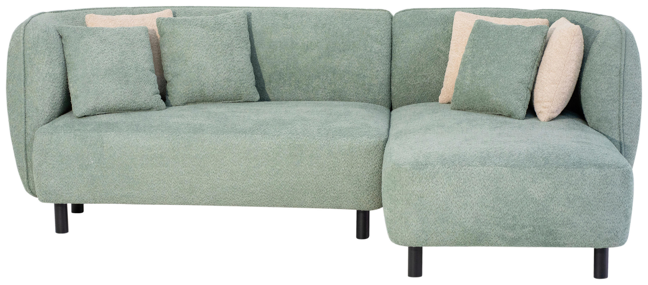ECKSOFA in Chenille Grün  - Beige/Schwarz, Design, Holz/Textil (236/148cm) - Lomoco