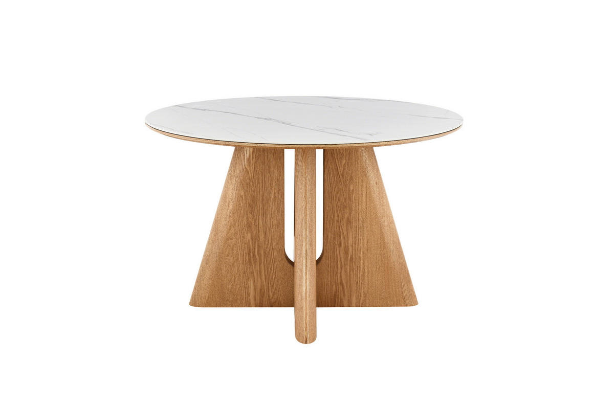 ESSTISCH 120/75/120 cm Echtholz, Nachbildung  Holz, Stein, Holzwerkstoff rund Weiß, Eichefarben  - Eichefarben/Weiß, Design, Holz/Holzwerkstoff (120/75/120cm) - VanDerken
