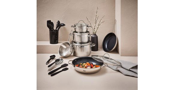 KOCHTOPFSET 6-teilig  - Klar/Edelstahlfarben, Basics, Glas/Metall - Homeware Profession.