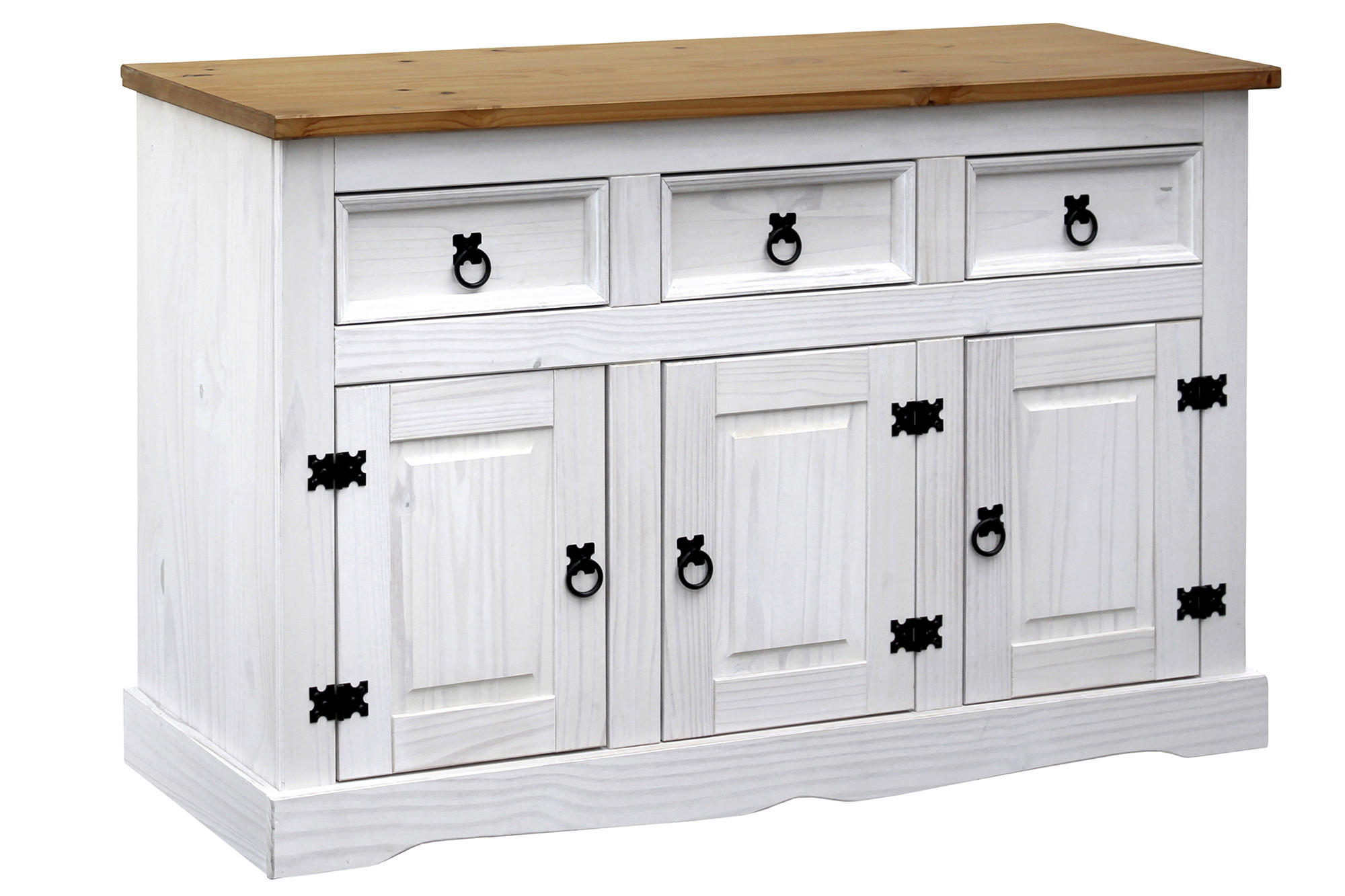 Mid.you Sideboard Weiß, Natur 130x80x45 cm