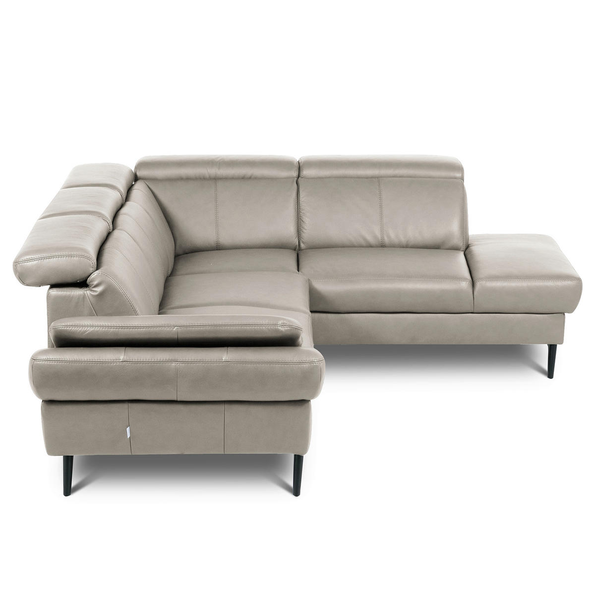 ECKSOFA  in Lederlook Echtleder Pinienfarben  - Schwarz/Pinienfarben, Design, Leder/Textil (264/211cm) - Livetastic