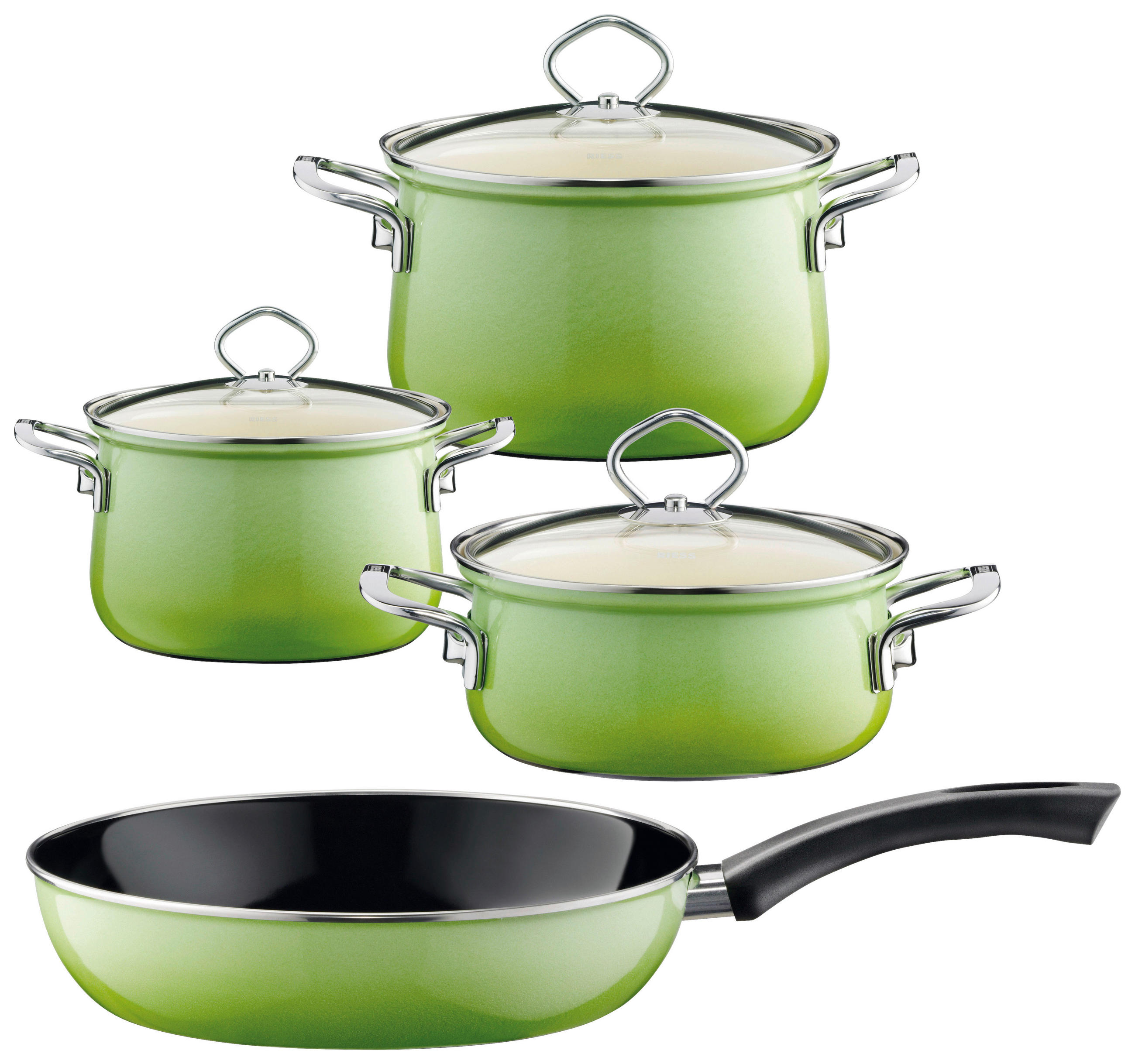 Kochtopfset Smaragd 7-teilig  - Grün, Basics, Glas/Metall (48,5/28,5/24cm) - Riess