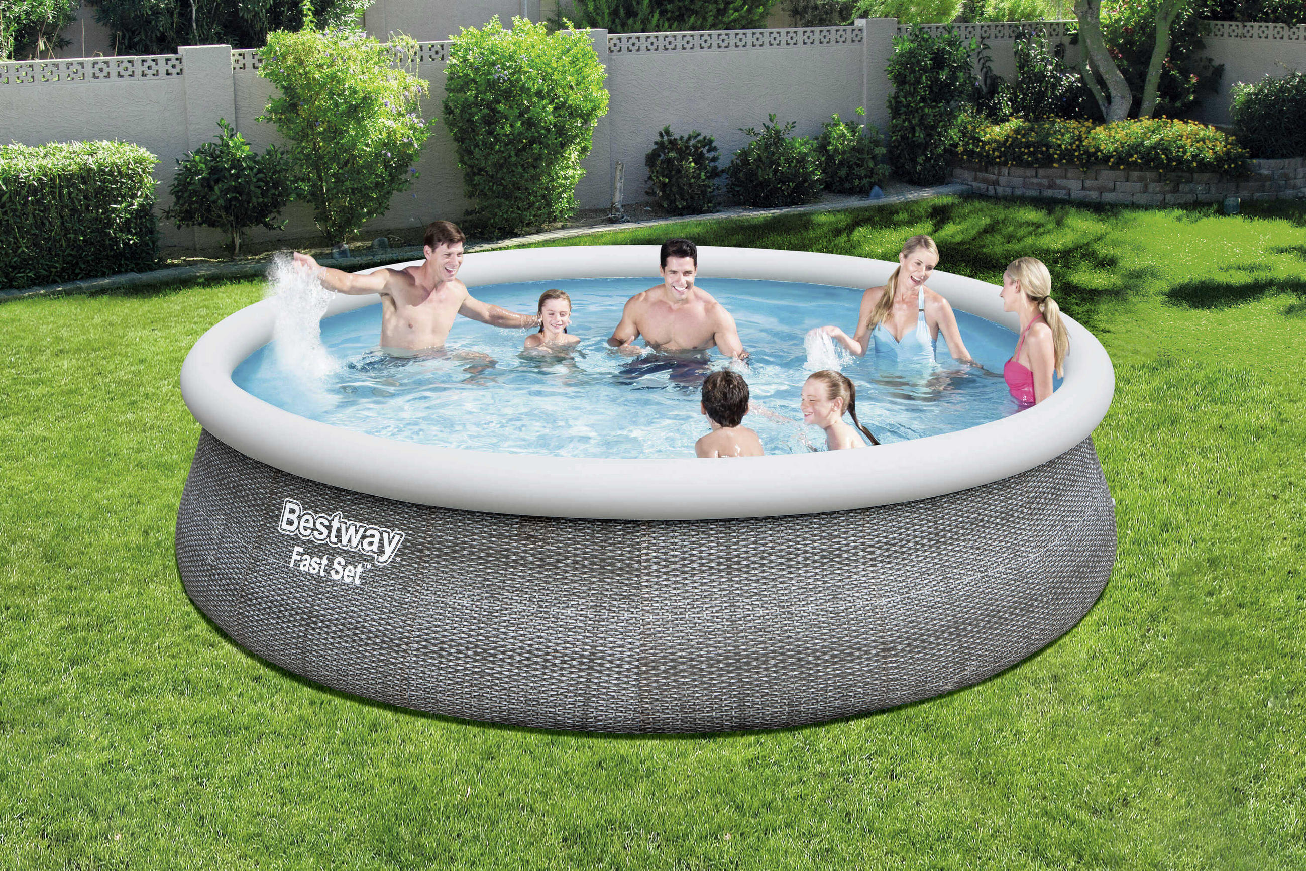 POOL SET  57372 457/107 cm  - Blau/Weiß, KONVENTIONELL, Kunststoff (457/107cm) - Bestway