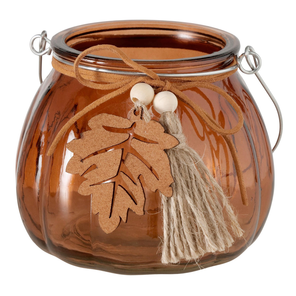 WINDLICHT - Braun/Orange, LIFESTYLE, Glas/Holz (10,5/9,5cm)