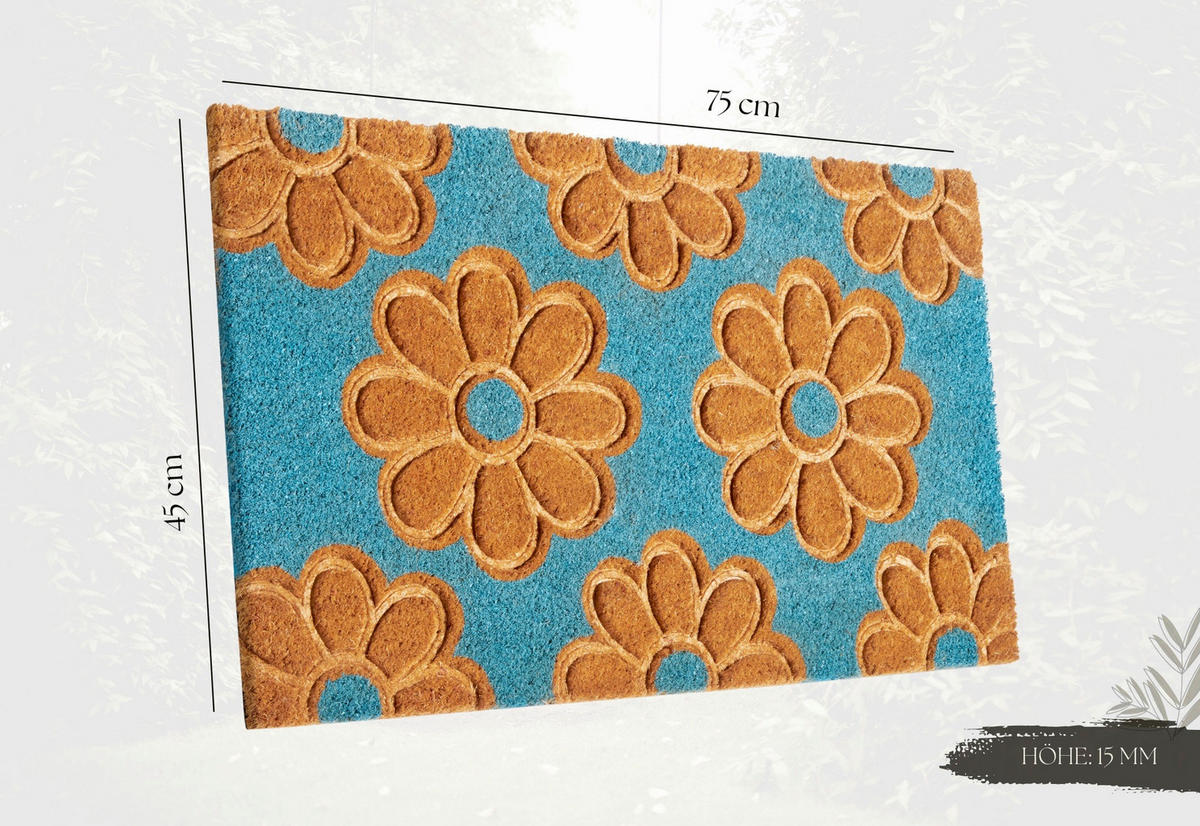 KOKOSMATTE  45/75 cm  Hellblau, Hellbraun  - Hellbraun/Hellblau, Basics, Naturmaterialien/Kunststoff (45/75cm)