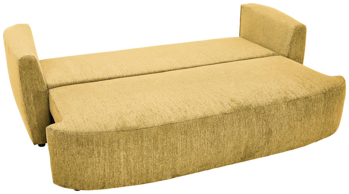 SCHLAFSOFA  mit Stoffauswahl, Liegefunktion, Schlafen auf Sitzhöhe, Rücken echt Chenille Senfgelb  - Senfgelb/Schwarz, KONVENTIONELL, Kunststoff/Textil (238/74/107cm) - Carryhome