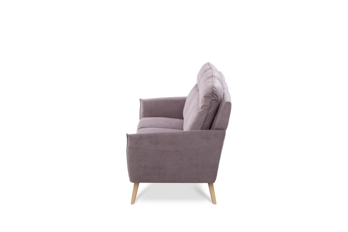 3-SITZER-SOFA Mikrofaser Rosa  - Buchefarben/Rosa, Design, Holz/Textil (202cm) - Livetastic
