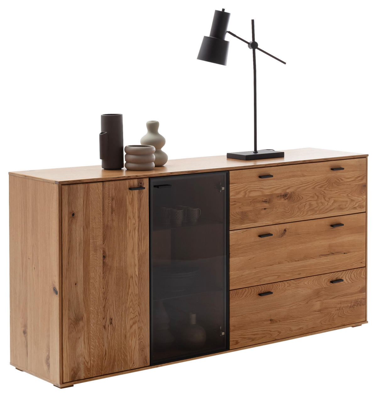 SIDEBOARD 183/88/44 cm  in Wildeiche  - Wildeiche/Anthrazit, Design, Glas/Holz (183/88/44cm) - MID.YOU