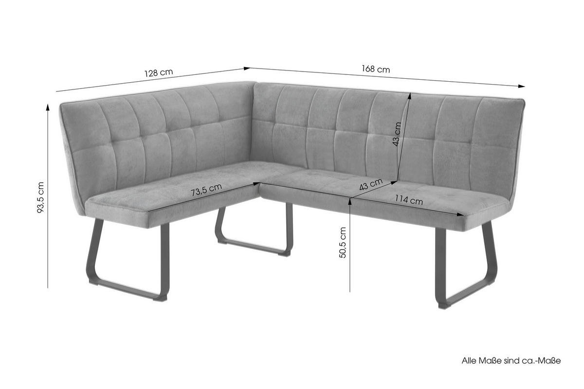 ECKBANK 128/168 cm  in Dunkelgrau  - Dunkelgrau/Schwarz, MODERN, Textil/Metall (128/168cm) - MID.YOU