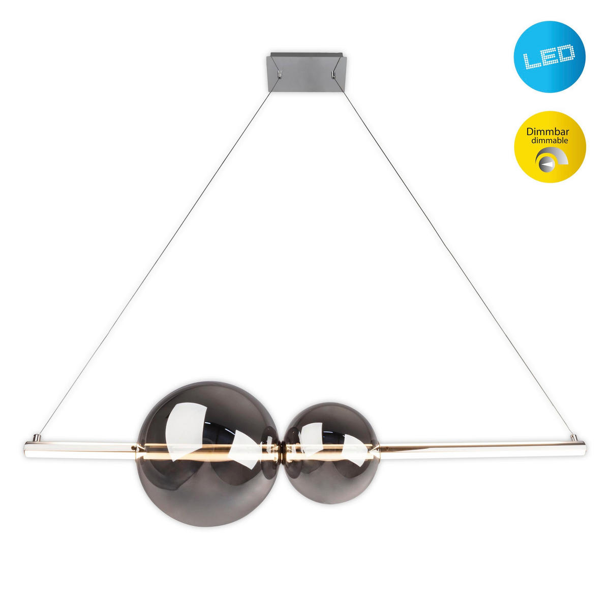 LED-PENDELLEUCHTE 105,3/25/150 cm  - Design, Glas/Metall (105,3/25/150cm) - Näve