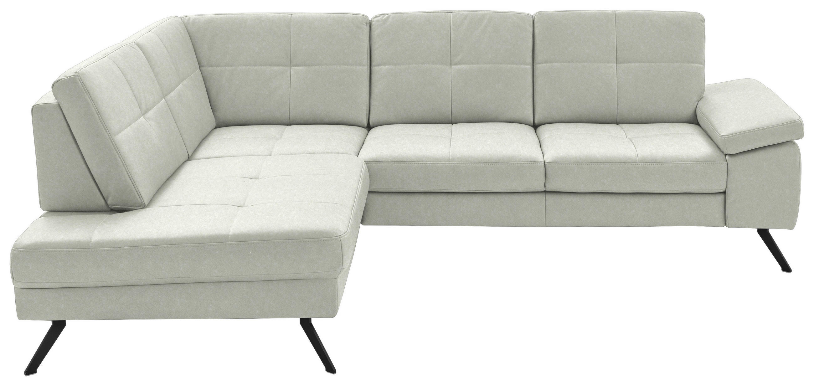 ECKSOFA in Lederlook, Mikrofaser Hellgrau  - Hellgrau/Schwarz, Design, Textil/Metall (194/261cm) - Beldomo System