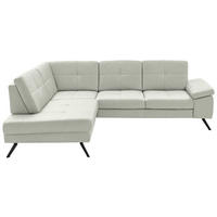 ECKSOFA in Lederlook, Mikrofaser Hellgrau  - Hellgrau/Schwarz, Design, Textil/Metall (194/261cm) - Beldomo System