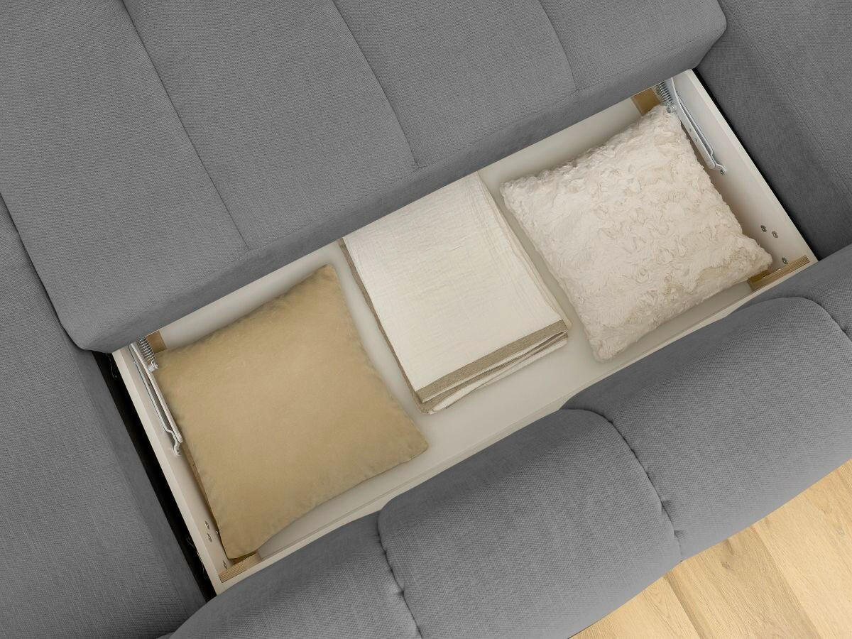WOHNLANDSCHAFT  FUJI  Dunkelgrau Leinenoptik  - Dunkelgrau/Schwarz, MODERN, Kunststoff/Textil (204/377/160cm)
