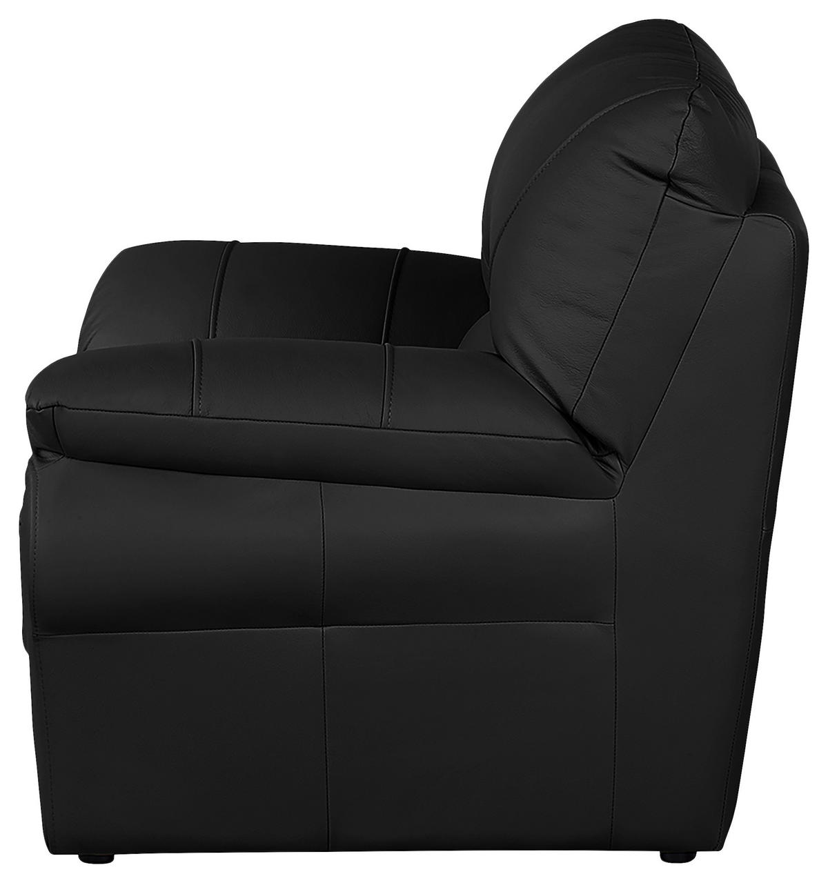 SESSEL in Echtleder Schwarz  - Schwarz, Design, Leder/Kunststoff (105/92/85cm) - Livetastic