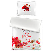 POSTELJINA SA DVA LICA Christmas Collection 140/200 cm saten crvena, bela  - bela/crvena, Osnovno, tekstil (140/200cm) - X-Mas