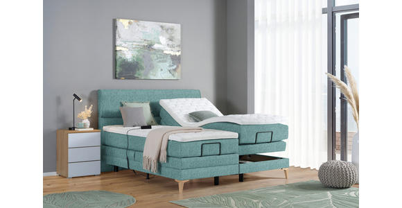 BOXSPRINGBETT 180/200 cm in Petrol - Eichefarben/Petrol, KONVENTIONELL, Holz/Textil (180/200cm) - Voleo