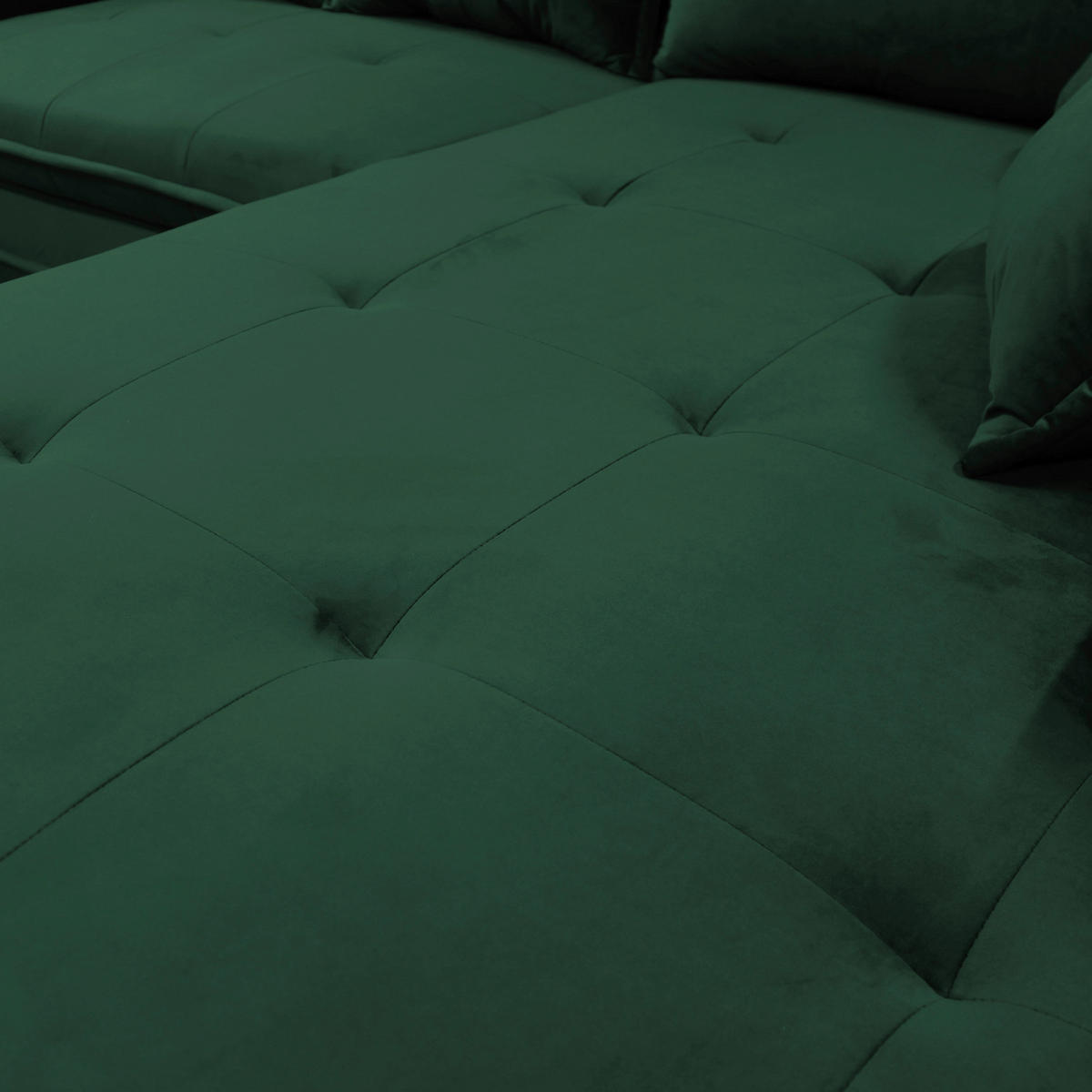 ECKSCHLAFSOFA  mit Armteil rechts, Rücken echt Velours Grün  - Schwarz/Grün, Design, Textil/Metall (277/187cm) - Livetastic